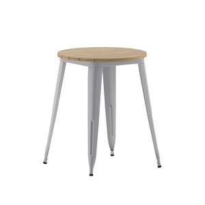 Merrick Lane Indoor/Outdoor Dining Table, 23.75" Round All Weather Poly Resin Top with Steel Base - 1 of 4