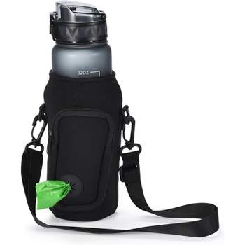 Sun Cube Water Bottle Holder Strap, Insulated Neoprene Sleeve Bag Carrier,  Crossbody Carrying Sling Purse Pouch Pocket Walking Hiking (black, 40 Oz) :  Target