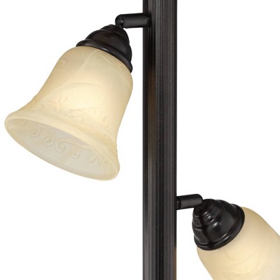 Regency Bronze Crackle Torchiere Floor Lamp with Adjustable Side Lights