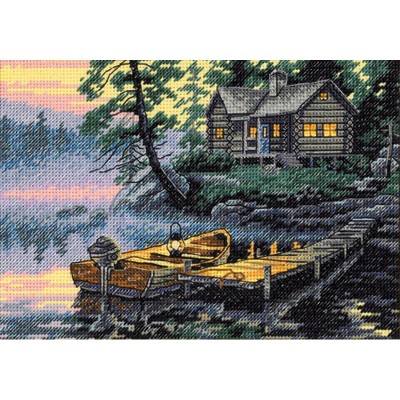 Dimensions 18 Count Gold Petite Bayside Cottage Counted Cross Stitch Kit, 7  by 5-Inch : : Home