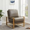 LeisureMod Jefferson Accent Arm Chair Upholstered in Faux Leather with Gold Stainless Steel Frame - 2 of 4