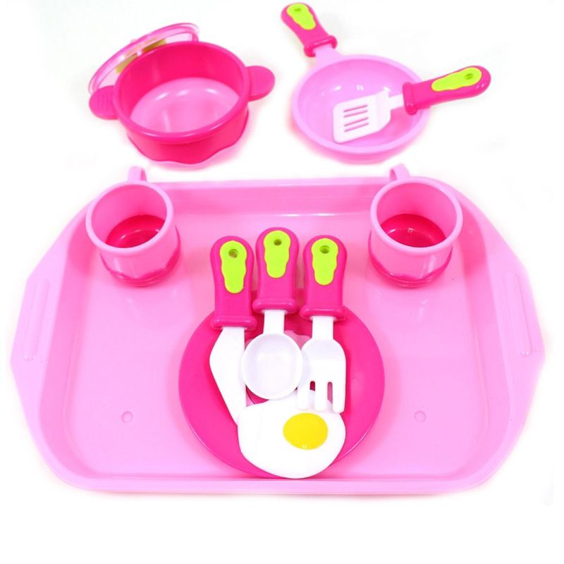Insten 12 Piece Pink Breakfast Cooking  Playset for Kids and Girls, Pretend Kitchen Toys, 2 of 3