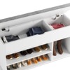 Shoe Storage Bench with Cushion, Lift-Top Storage Box, 2-Tier Open Shoe Rack - Wooden Entryway & Bedroom Bench - 4 of 4