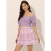 INSPIRE CHIC Women's Layered Ruffle Hem Elastic Waist A-Line Skater Floral Mini Skirt - 2 of 4