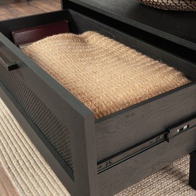 Raven Oak Square Wood Coffee Table with Storage Drawer