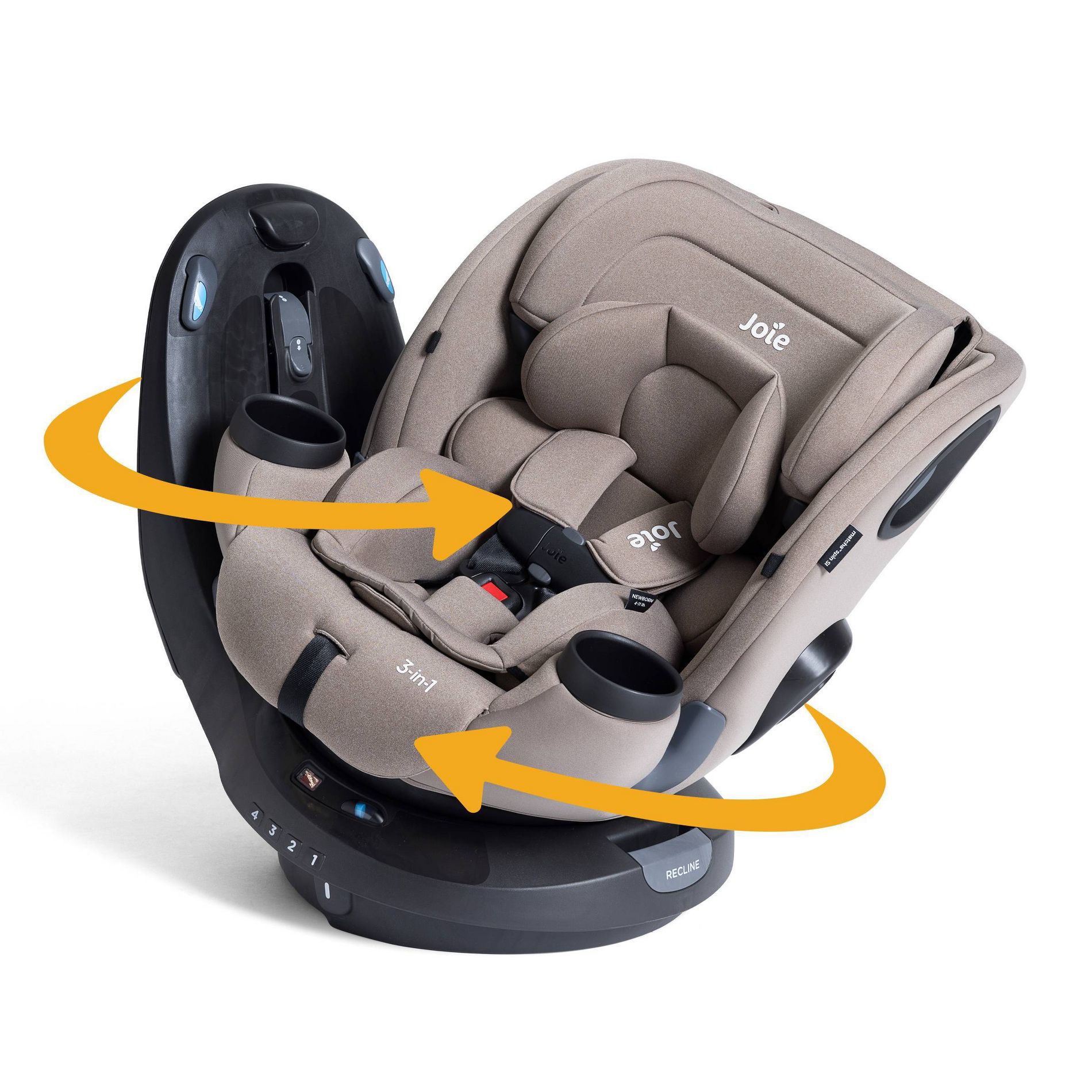 Joie Matcha Spin SI Rotating 3-in-1 Convertible Car Seat - Mocha: Forward or Rear Facing, Machine Washable, Metal Frame