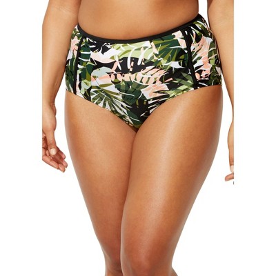 Swimsuits For All Women's Plus Size High Waist Piped Swim Brief, 6 - Camo  Leaves : Target