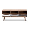Leane Natural Wood 3 Drawer TV Stand for TVs up to 45" Brown - Baxton Studio: Media Console, Storage Cabinet - 3 of 4