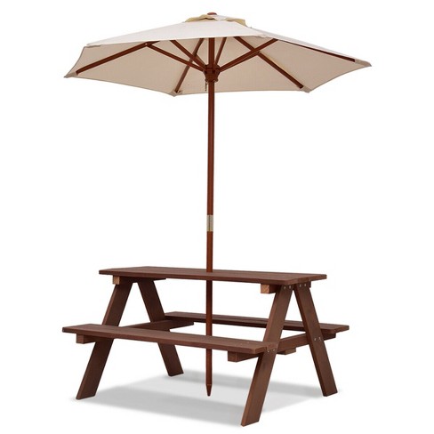 Infans Children Outdoor 4 Seat Kids Picnic Table Bench w/ Folding Umbrella Garden Yard - image 1 of 4