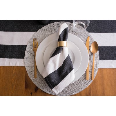 Set of 4 Metallic Silver Round Woven Placemats