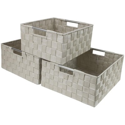 Sorbus 3-Pack Storage Basket Set - Mesh Hand-Woven, Stackable Baskets for Shelves, Closets, Bathroom and More