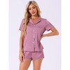 cheibear Women's Silky Satin Nightwear with Shorts Lounge Sleepwear Pajama Set - 3 of 4
