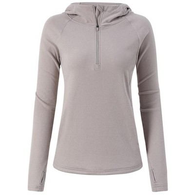 Womens Hoodies Half Zip Fleece Lined Sweatshirts Pull Over Fall Outfits with Thumb Holes