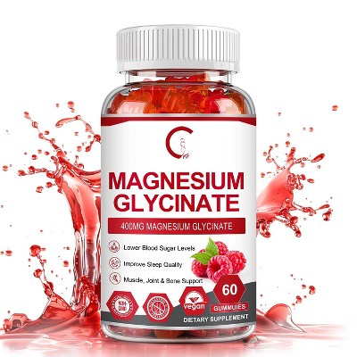 GPGP GreenPeople Magnesium Glycinate Gummies 400mg - with Calcium, Potassium, Vitamin D for Immune Health - 60 Ct (Raspberry)