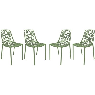 LeisureMod Devon Modern Aluminum Outdoor Stackable Dining Chair Set of 4