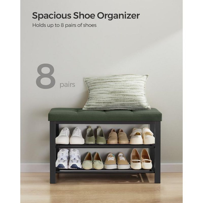 SONGMICS Shoe Bench - Entryway Shoe Rack with Foam Padded Seat, Linen, Metal Frame - Ideal for Living Room and Hallway, 5 of 8