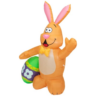 48" Inflatable LED Lighted Easter Bunny with Egg Outdoor Decoration