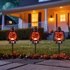 Northlight 16.5" Halloween Flickering Pumpkin Lantern Pathway Markers 3ct - Orange/Black - 2 of 4