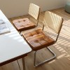 Gulches Dining Chairs Set of 2 Brown Faux Leather Rattan Side Accent Chairs Modern Mid Century Breuer Design with Chrome Legs for Dining Room - 3 of 4