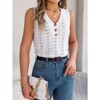 Coolmee Women's Summer Knit Vest Tank Top Button Down Fitted Sleeveless V Neck Loose Vacation Casual Tank - 4 of 4