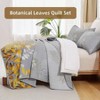 Grey Gold Floral King Size Quilt Set, 3 Pieces, Soft Microfiber Lightweight Bedspread Coverlet - 4 of 4