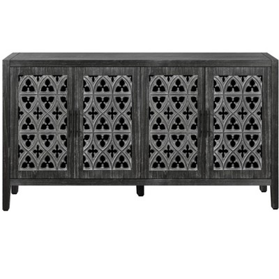 Vynxaria  4-Door Antique Cabinet ¨C American Country Style, Adjustable Storage for Living Room, TV Area, Kitchen
