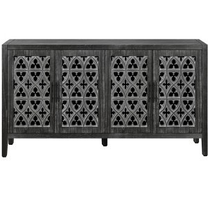Vynxaria  4-Door Antique Cabinet ¨C American Country Style, Adjustable Storage for Living Room, TV Area, Kitchen - 1 of 4