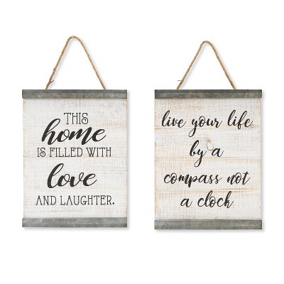 Gerson International 15.75-Inch High Assorted Wood and Metal Accent Wall Décor, Set of 2