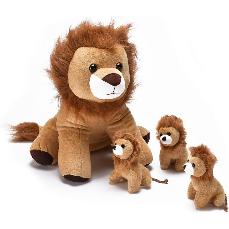 Snug A Babies Stuffed Mommy Lion with 3 Stuffed Baby Lions Inside - Brown - Pack of 4, 1 of 4