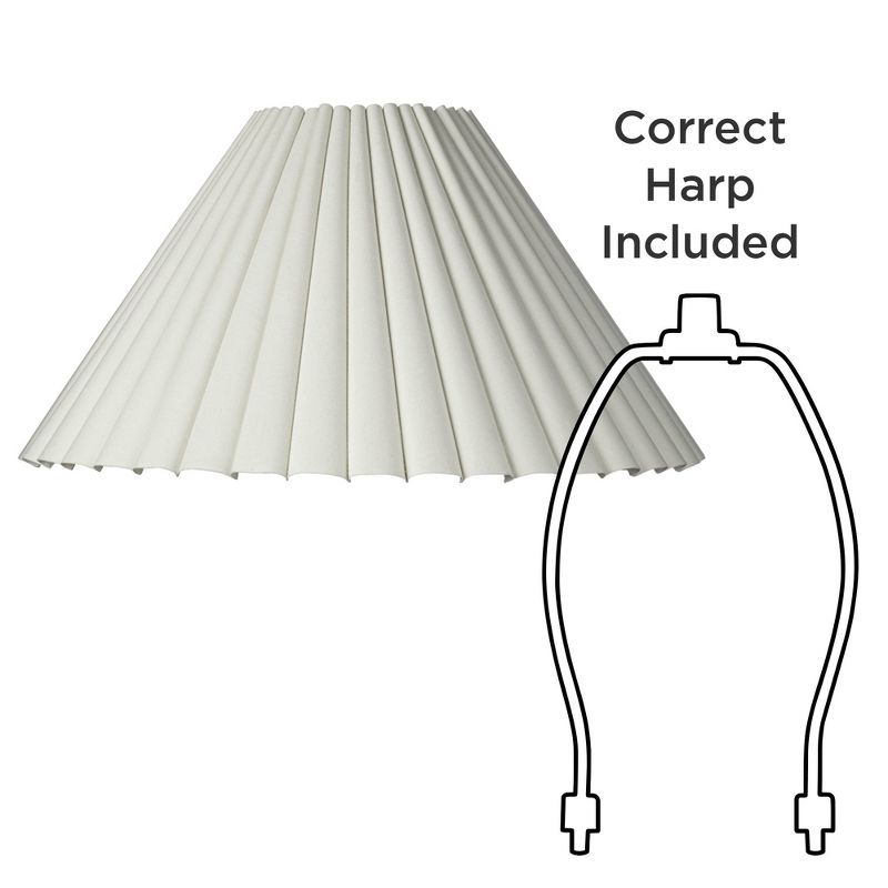 Springcrest Set of 2 Box Pleat Empire Lamp Shades Antique White Large 7" Top x 20.5" Bottom x 10.75" High Spider Harp and Finial, 5 of 7