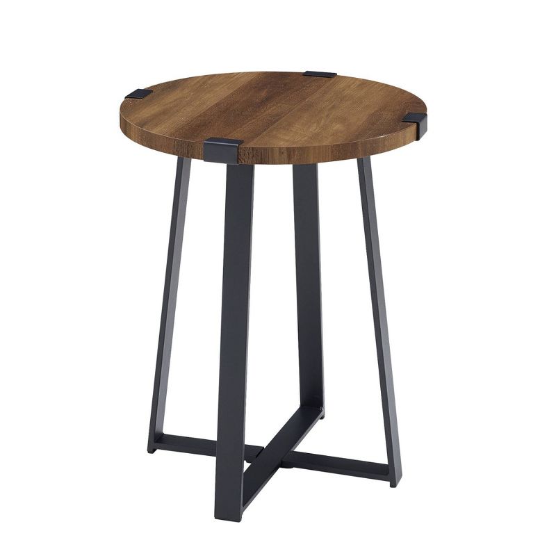 Wrightson Urban Industrial Faux Wrap Leg Round Side Table - Saracina Home, 1 of 17