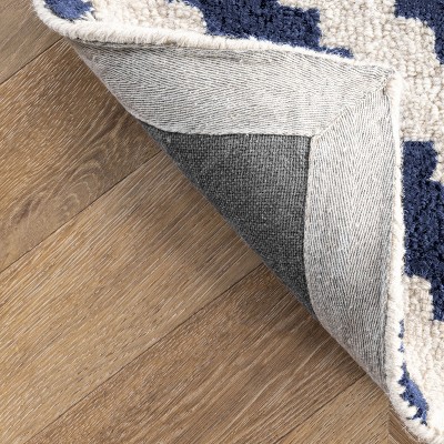 Handmade Navy Wool Tufted Geometric 3' x 5' Area Rug