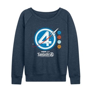 Women's - Marvel - Fantastic Four Space Logo Lightweight French Terry Wide Neck Long Sleeve Shirt - 1 of 4