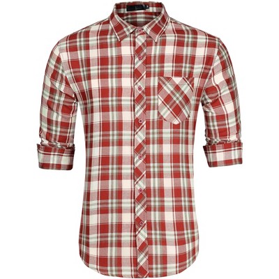 Lars Amadeus Men's Long Sleeve Button Down Casual Western Plaid Shirt
