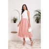 Women's 2-Layer Tulle Midi Skirt - Tiered A-Line Long Skirt with Elastic Waist for Winter Blush - 4 of 4