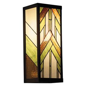 16.25" Stained Glass 1-Light Rectangular Mission Style Outdoor Light Wall Sconce - River of Goods