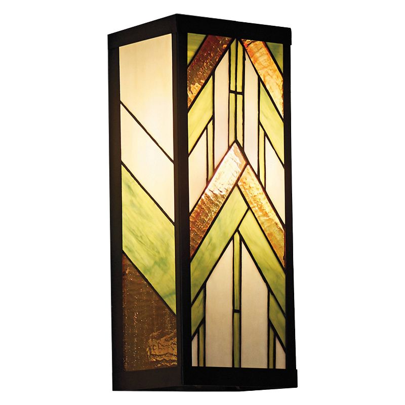 16.25&#34; Stained Glass 1-Light Rectangular Mission Style Outdoor Light Wall Sconce - River of Goods, 1 of 8