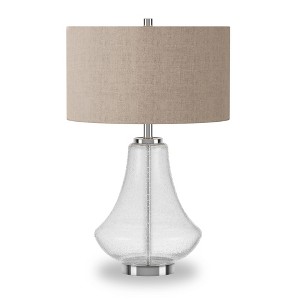 Hudson and Canal 23" Tall Table Lamp with Seeded Glass Fabric Shade - 1 of 4