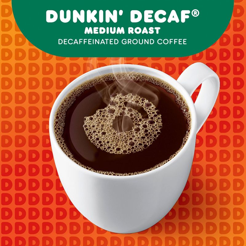 Dunkin Canister Decaf Medium Roast Coffee- 30oz, 6 of 8