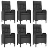 vidaXL Black Poly Rattan Patio Dining Set with Cushions – 7-Piece, Weather-Resistant, Reclining Chairs, Acacia Wood Tabletop for Garden/Patio - 4 of 4
