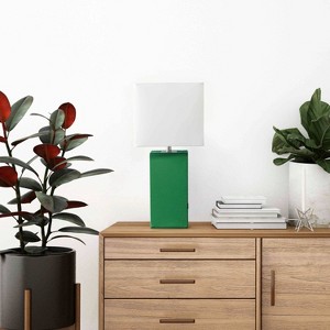 Modern Leather Table Lamp with USB and Fabric Shade - Elegant Designs - 1 of 4
