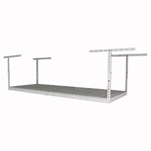 MonsterRax 3 x 8 Foot Heavy Duty Overhead Garage Storage Rack Holds Up to 450 Pounds with Adjustable Height Ranging from 18 to 33 Inches, White - 1 of 4