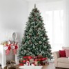 8FT Artificial Christmas Tree with Snow Frost, Pinecones & Red Berries, PE/PVC Mixed Tips, Metal Stand, Easy Assembly, Holiday Décor-- Frevyn - 3 of 4