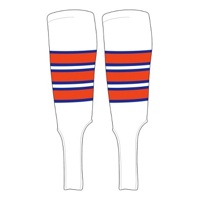 MK Socks Traditional Baseball Stirrups Pattern C-7 White, Royal, Orange (L)