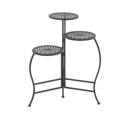 24" Modern 3-Tier Folding Novelty Plant Stand Black - Olivia & May