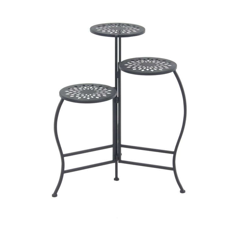 24&#34; Modern 3-Tier Folding Novelty Plant Stand Black - Olivia &#38; May, 1 of 7