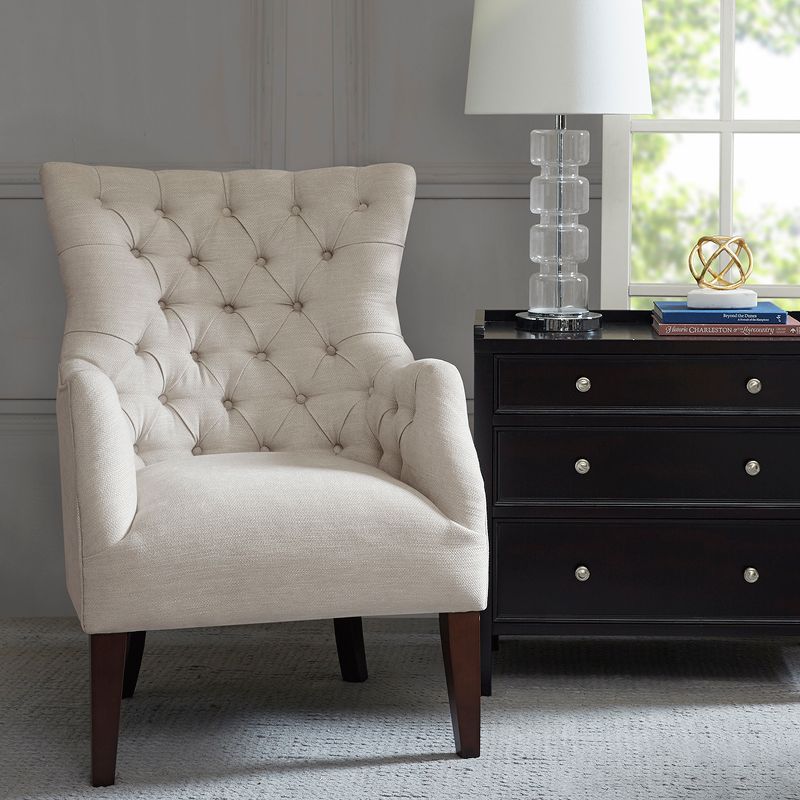 Lilith Button Tufted Wing Chair - Ivory Multi, 3 of 9