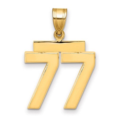 Black Bow Jewelry 14k Yellow Gold, Athletic Collection Medium Polished Number 77 Pendant