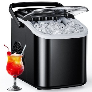 Simzlife Ice Maker Countertop, 26 Lbs/24H, Bullet Ice, 9 Pcs/6 Min, Portable Machine with Handle, Auto-Cleaning, Ultra Quiet, Smart Operation, Black - 1 of 4