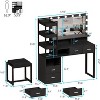 PAKASEPT 48" Makeup Vanity Desk with Stool and Charging Station, White Vanity Set Makeup Table with Mirror and Lights, Movable Shelves - 2 of 4